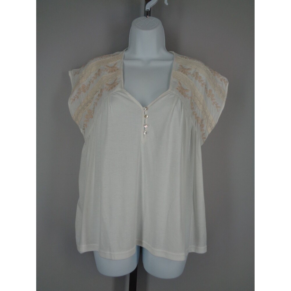 In Loom Ivory Lace Embroidery Top Blouse Size Small New